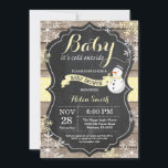 Baby its Cold Outside Snowman Baby Shower<br><div class="desc">Baby its Cold Outside Rustic Winter Snowman Baby Shower invitation. Yellow Snowflake. Rustic Wood Chalkboard Background. Country Vintage Retro Barn. Boy or Girl Baby Shower Invitation. Winter Holiday Baby Shower Invite. Yellow and White Snowflakes. For further customisation, please click the "Customise it" button and use our design tool to modify...</div>