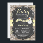 Baby its Cold Outside Snowman Baby Shower Invitation<br><div class="desc">Baby its Cold Outside Rustic Winter Snowman Baby Shower invitation. Yellow Snowflake. Rustic Wood Chalkboard Background. Country Vintage Retro Barn. Boy or Girl Baby Shower Invitation. Winter Holiday Baby Shower Invite. Yellow and White Snowflakes. For further customisation, please click the "Customise it" button and use our design tool to modify...</div>