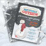 Baby it's cold outside snowman baby shower invitation<br><div class="desc">Baby it's cold outside baby shower invitations. Features a watercolor snowman, rustic wood sign with a night time snow filled sky. Perfect for a Christmas Baby shower or Winter baby shower. The sign can't be changed but can be deleted. To make more changes go to Personalise this template. On the...</div>