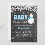 Baby its Cold Outside Snowman Boy Baby Shower Invitation<br><div class="desc">Baby its Cold Outside Winter Snowman Boy Baby Shower Invitation. White Snowflake. Baby its cold outside Baby Shower invitation. Boy or Girl Baby Shower Invitation. Winter Holiday Baby Shower Invite. Chalkboard Background. Black and White. For further customisation, please click the "Customise it" button and use our design tool to modify...</div>