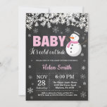 Baby its Cold Outside Snowman Girl Baby Shower Invitation<br><div class="desc">Baby its Cold Outside Winter Snowman Girl Baby Shower Invitation. White Snowflake. Baby its cold outside Baby Shower invitation. Girl Baby Shower Invitation. Winter Holiday Baby Shower Invite. Chalkboard Background. Black and White. For further customisation, please click the "Customise it" button and use our design tool to modify this template....</div>