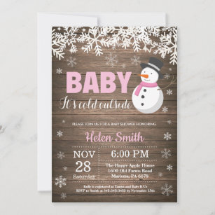 Baby its Cold Outside Snowman Girl Baby Shower Invitation