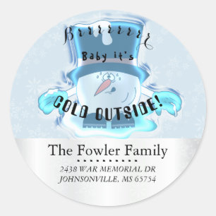 Baby it's Cold Outside Snowmen Classic Round Sticker