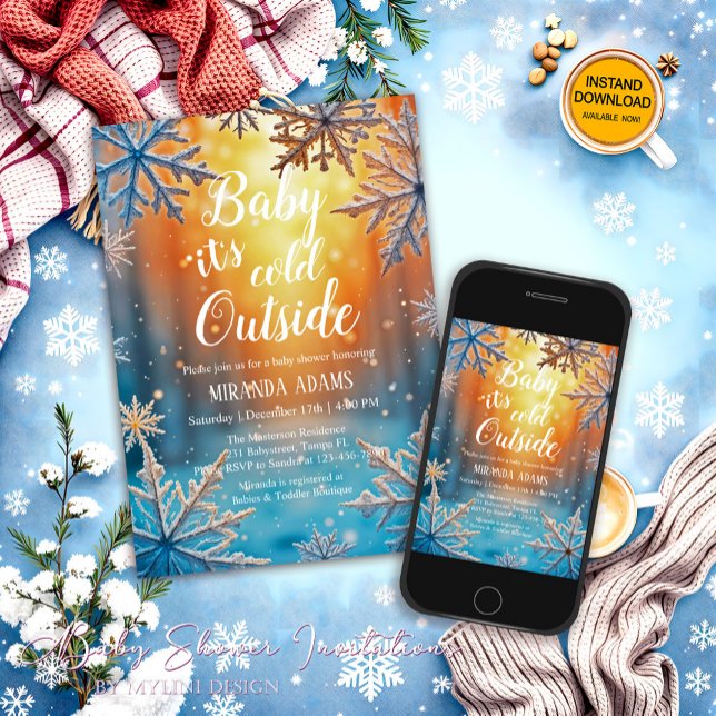 Baby Its Cold Outside Snowy Winter Baby Shower Invitation (Creator Uploaded)