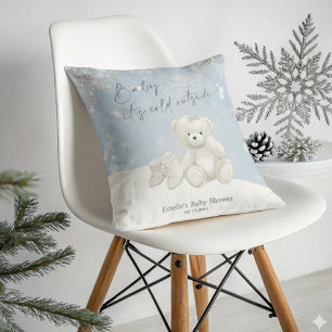 Baby, It's Cold Outside Soft Teddy Bear & Snowflak Cushion