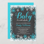 Baby Its Cold Outside Teal Snow Winter Baby Shower Invitation<br><div class="desc">Teal winter themed baby shower invitations. This stylish design features a teal blue and white snowflake border and script font on a chalkboard background.</div>
