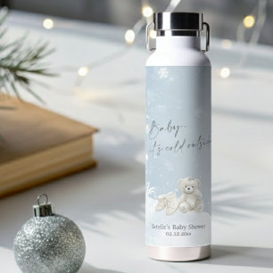 Baby, It's Cold Outside Teddy Bear Elegant Snowy Water Bottle