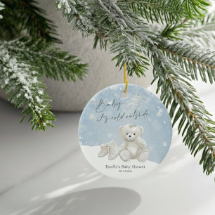 Baby, It's Cold Outside Teddy Bear Snowflake Keeps Ceramic Tree Decoration