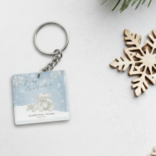 Baby, It's Cold Outside Teddy Bear snowflakes  Key Ring