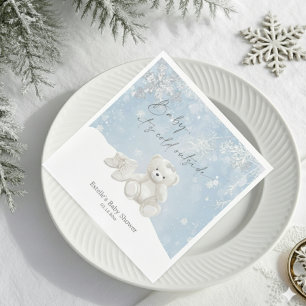 Baby, It's Cold Outside Teddy Bear Winter Accent Napkin