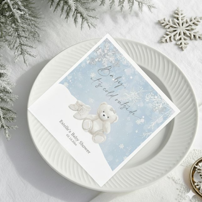 Baby, It's Cold Outside Teddy Bear Winter Accent Napkin (Creator Uploaded)