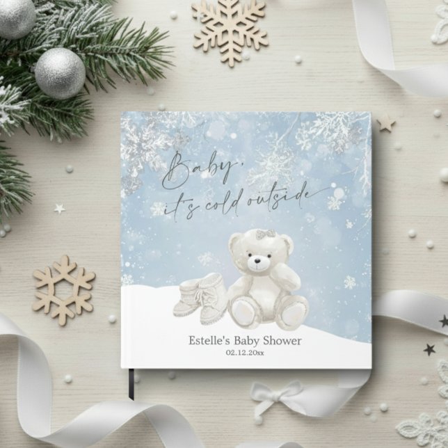 Baby, It's Cold Outside Teddy Bear Winter Keepsake Guest Book (Creator Uploaded)