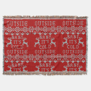 Baby It's Cold Outside Ugly Sweater Style Throw Blanket