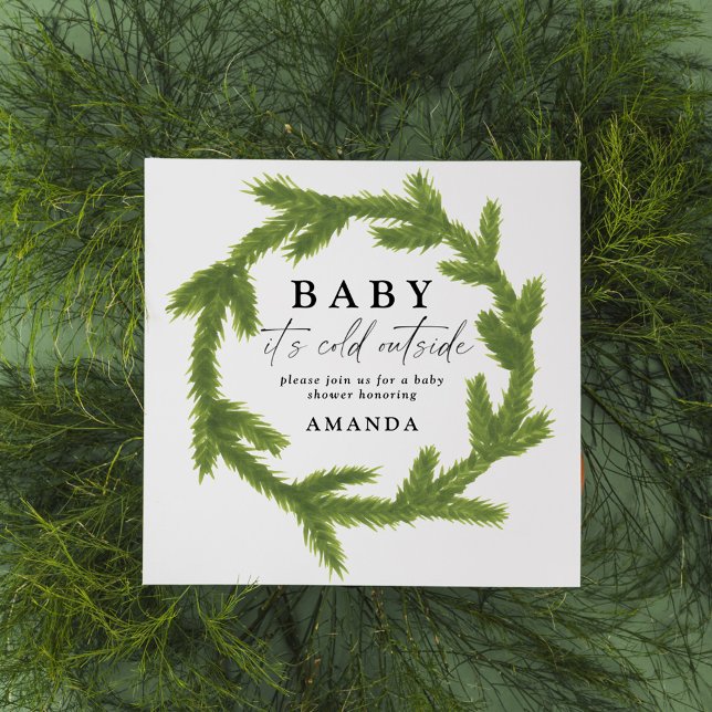 Baby it's cold outside watercolor baby shower invitation (Creator Uploaded)