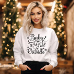Baby Its Cold Outside White Womens Black Sweatshirt<br><div class="desc">Cosy up in this white sweatshirt featuring "Baby It's Cold Outside" in striking black hand-lettered calligraphy with elegant flourishes and snowflake accents. The original artful typography and scattered stars create a sophisticated winter look. Perfect for holiday gatherings, cosy nights in, and everyday cold-weather wear. A festive and stylish layering piece...</div>