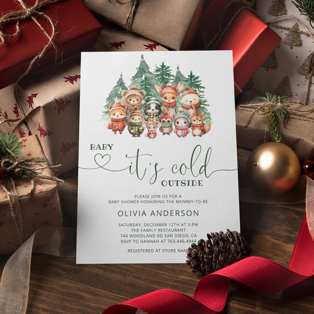 Baby It's Cold Outside Winter Animals Baby Shower Invitation (Creator Uploaded)