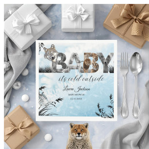 Baby Its Cold Outside Winter Animals Baby Shower Napkin