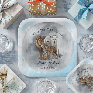 Baby Its Cold Outside Winter Animals Baby Shower Paper Plate