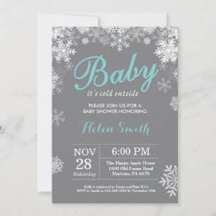 Baby its Cold Outside Winter Aqua Baby Shower Invitation