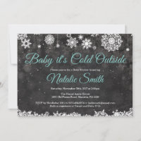 Baby Its Cold Outside Winter Aqua Baby Shower