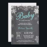 Baby its Cold Outside Winter Aqua Baby Shower Invitation<br><div class="desc">Baby its Cold Outside Winter Baby Shower invitation. Aqua and White Snowflake. Boy or Girl Baby Shower Invitation. Winter Holiday Baby Shower Invite. Chalkboard Background. For further customisation,  please click the "Customise it" button and use our design tool to modify this template.</div>