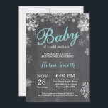 Baby its Cold Outside Winter Aqua Baby Shower Invitation<br><div class="desc">Baby its Cold Outside Winter Baby Shower invitation. Aqua and White Snowflake. Boy or Girl Baby Shower Invitation. Winter Holiday Baby Shower Invite. Chalkboard Background. For further customisation,  please click the "Customise it" button and use our design tool to modify this template.</div>