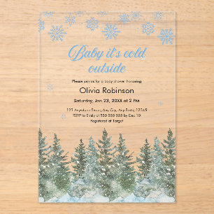 Baby It's Cold Outside Winter Baby Shower Acrylic Invitations