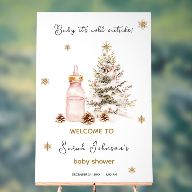 Baby it's cold outside Winter Baby Shower Acrylic Sign (Neutral)