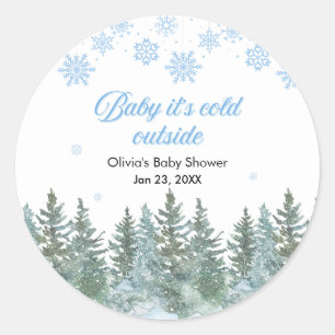 Baby It's Cold Outside Winter Baby Shower Classic Round Sticker