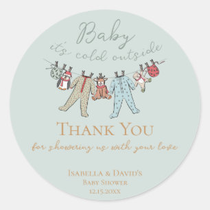 Baby Its Cold Outside Winter Baby Shower Classic Round Sticker