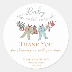 Baby Its Cold Outside Winter Baby Shower Classic Round Sticker