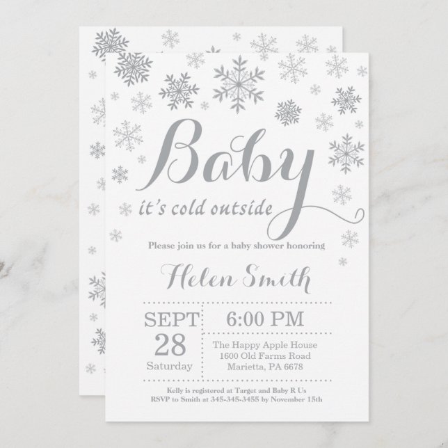 Baby Its Cold Outside Winter Baby Shower Invitation (Front/Back)