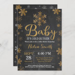 Baby Its Cold Outside Winter Baby Shower Invitation<br><div class="desc">Baby Its Cold Outside Winter Baby Shower Invitation. Girl Baby Shower Invitation. Winter Holiday Baby Shower Invite. Gold and White Snowflakes. Chalkboard Background. For further customisation,  please click the "Customise it" button and use our design tool to modify this template.</div>