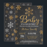 Baby Its Cold Outside Winter Baby Shower Invitation<br><div class="desc">Baby Its Cold Outside Winter Baby Shower Invitation. Girl Baby Shower Invitation. Winter Holiday Baby Shower Invite. Gold and White Snowflakes. Chalkboard Background. For further customisation,  please click the "Customise it" button and use our design tool to modify this template.</div>