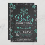 Baby Its Cold Outside Winter Baby Shower Invitation<br><div class="desc">Baby Its Cold Outside Winter Baby Shower Invitation. Girl Baby Shower Invitation. Winter Holiday Baby Shower Invite. Aqua and White Snowflakes. Chalkboard Background. For further customisation,  please click the "Customise it" button and use our design tool to modify this template.</div>