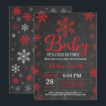 Baby Its Cold Outside Winter Baby Shower Invitation<br><div class="desc">Baby Its Cold Outside Winter Baby Shower Invitation. Girl Baby Shower Invitation. Winter Holiday Baby Shower Invite. Red and White Snowflakes. Chalkboard Background. For further customisation,  please click the "Customise it" button and use our design tool to modify this template.</div>