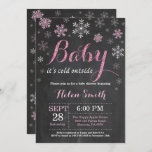 Baby Its Cold Outside Winter Baby Shower Invitation<br><div class="desc">Baby Its Cold Outside Winter Baby Shower Invitation. Girl Baby Shower Invitation. Winter Holiday Baby Shower Invite. Pink and White Snowflakes. Pink Glitter. Chalkboard Background. For further customisation,  please click the "Customise it" button and use our design tool to modify this template.</div>