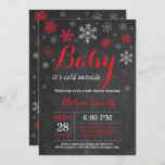 Baby Its Cold Outside Winter Baby Shower Invitation<br><div class="desc">Baby Its Cold Outside Winter Baby Shower Invitation. Boy or Girl Baby Shower Invitation. Winter Holiday Baby Shower Invite. Red and White Snowflakes. Chalkboard Background. For further customisation,  please click the "Customise it" button and use our design tool to modify this template.</div>