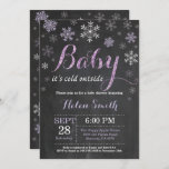 Baby Its Cold Outside Winter Baby Shower Invitation<br><div class="desc">Baby Its Cold Outside Winter Baby Shower Invitation. Girl Baby Shower Invitation. Winter Holiday Baby Shower Invite. Purple and White Snowflakes. Purple Glitter. Chalkboard Background. For further customisation,  please click the "Customise it" button and use our design tool to modify this template.</div>