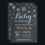 Baby Its Cold Outside Winter Baby Shower Invitation<br><div class="desc">Baby Its Cold Outside Winter Baby Shower Invitation. Boy Baby Shower Invitation. Winter Holiday Baby Shower Invite. Blue and White Snowflakes. Chalkboard Background. For further customisation,  please click the "Customise it" button and use our design tool to modify this template.</div>