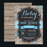 Baby Its Cold Outside Winter Baby Shower Invitation<br><div class="desc">Baby Its Cold Outside Winter Baby Shower Invitation. Boy or Girl Baby Shower Invitation. Winter Holiday Baby Shower Invite. Blue and White Snowflakes. Rustic Wood and Chalkboard Background. For further customisation,  please click the "Customise it" button and use our design tool to modify this template.</div>