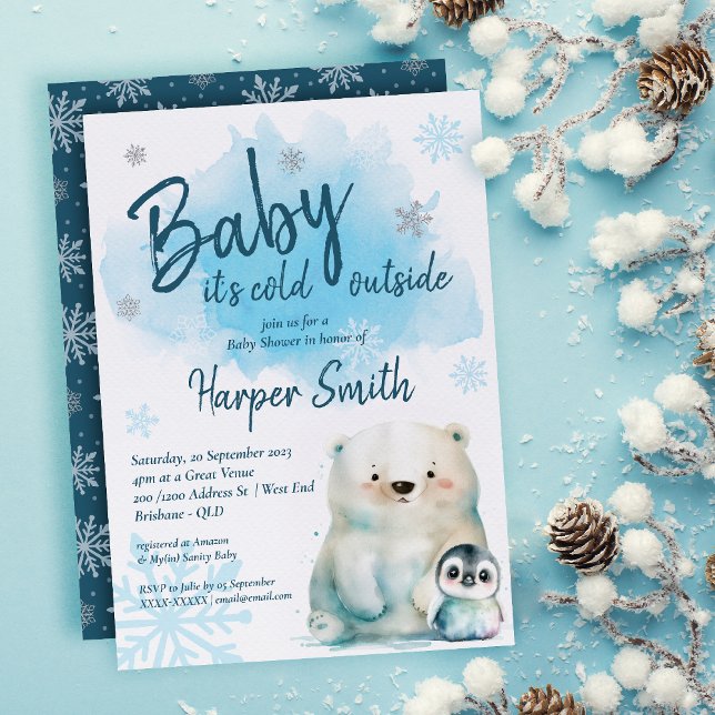 Baby It's Cold Outside Winter Baby Shower Invitation ( Get ready to turn up the coolness at our Winter Baby Shower with this captivating invitation! )