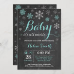 Baby Its Cold Outside Winter Baby Shower Invitation<br><div class="desc">Baby Its Cold Outside Winter Baby Shower Invitation. Boy Baby Shower Invitation. Winter Holiday Baby Shower Invite. Aqua and White Snowflakes. Chalkboard Background. For further customisation,  please click the "Customise it" button and use our design tool to modify this template.</div>