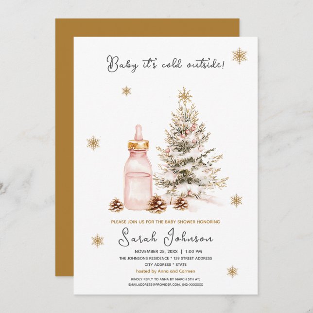Baby it's cold outside Winter Baby Shower Invitation (Front/Back)
