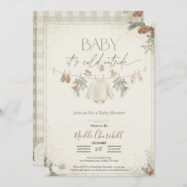 Baby It's Cold Outside Winter Baby Shower  Invitation (Front/Back)