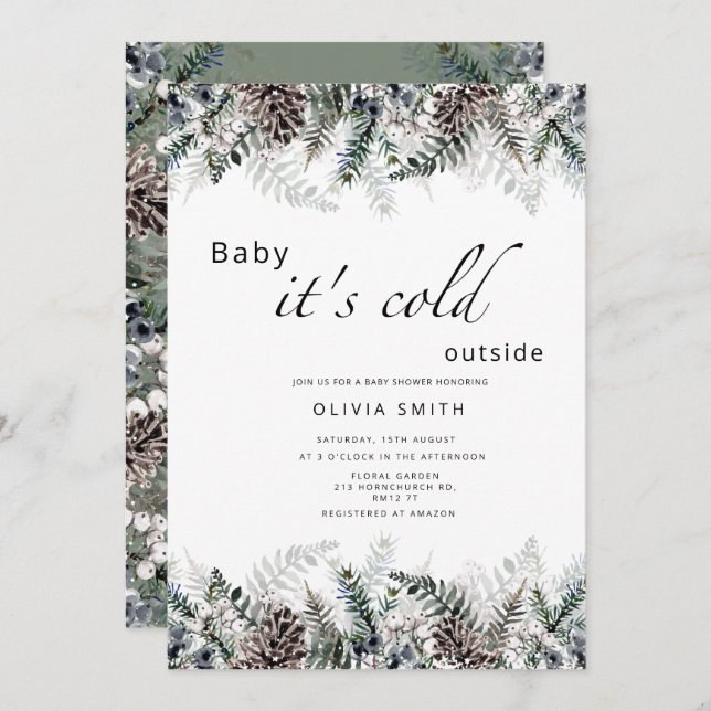 Baby it's cold outside winter baby shower invitation (Front/Back)