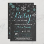 Baby Its Cold Outside Winter Baby Shower Invitation<br><div class="desc">Baby Its Cold Outside Winter Baby Shower Invitation. Boy Baby Shower Invitation. Winter Holiday Baby Shower Invite. Aqua and White Snowflakes. Aqua Glitter. Chalkboard Background. For further customisation,  please click the "Customise it" button and use our design tool to modify this template.</div>