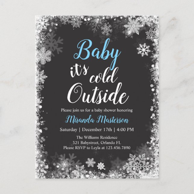 Baby It's Cold Outside Winter Baby Shower Invitation Postcard (Front)