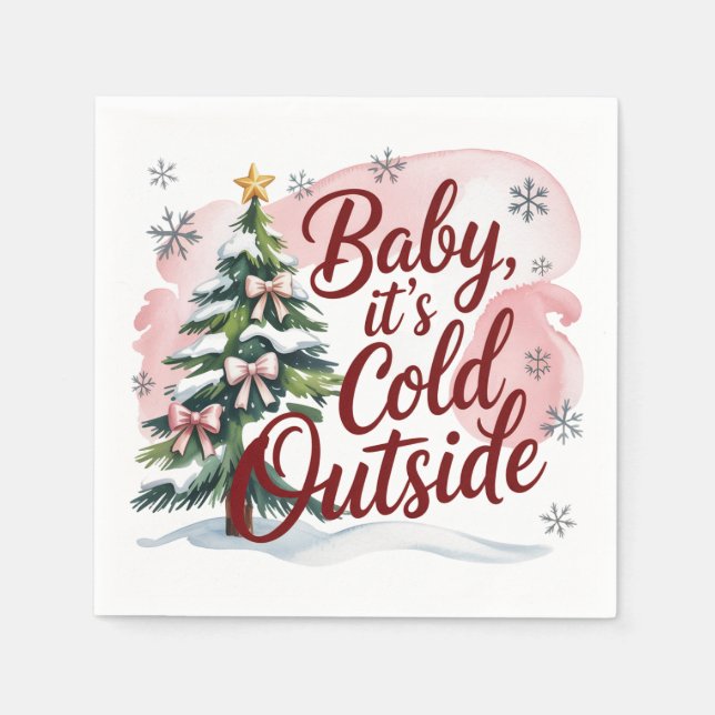 Baby, It's Cold Outside Winter Baby Shower Napkin (Front)