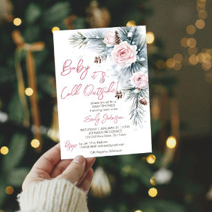 Baby it's cold outside winter baby shower pastel invitation